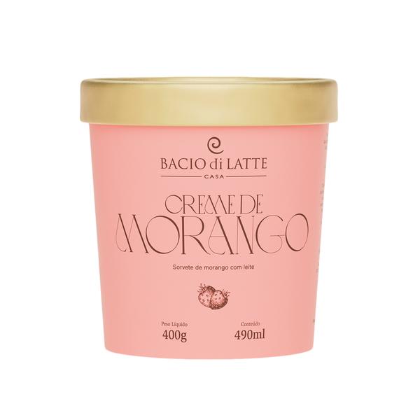 imagem de Sorvete Bacio Di Latte Creme Morango 490Ml