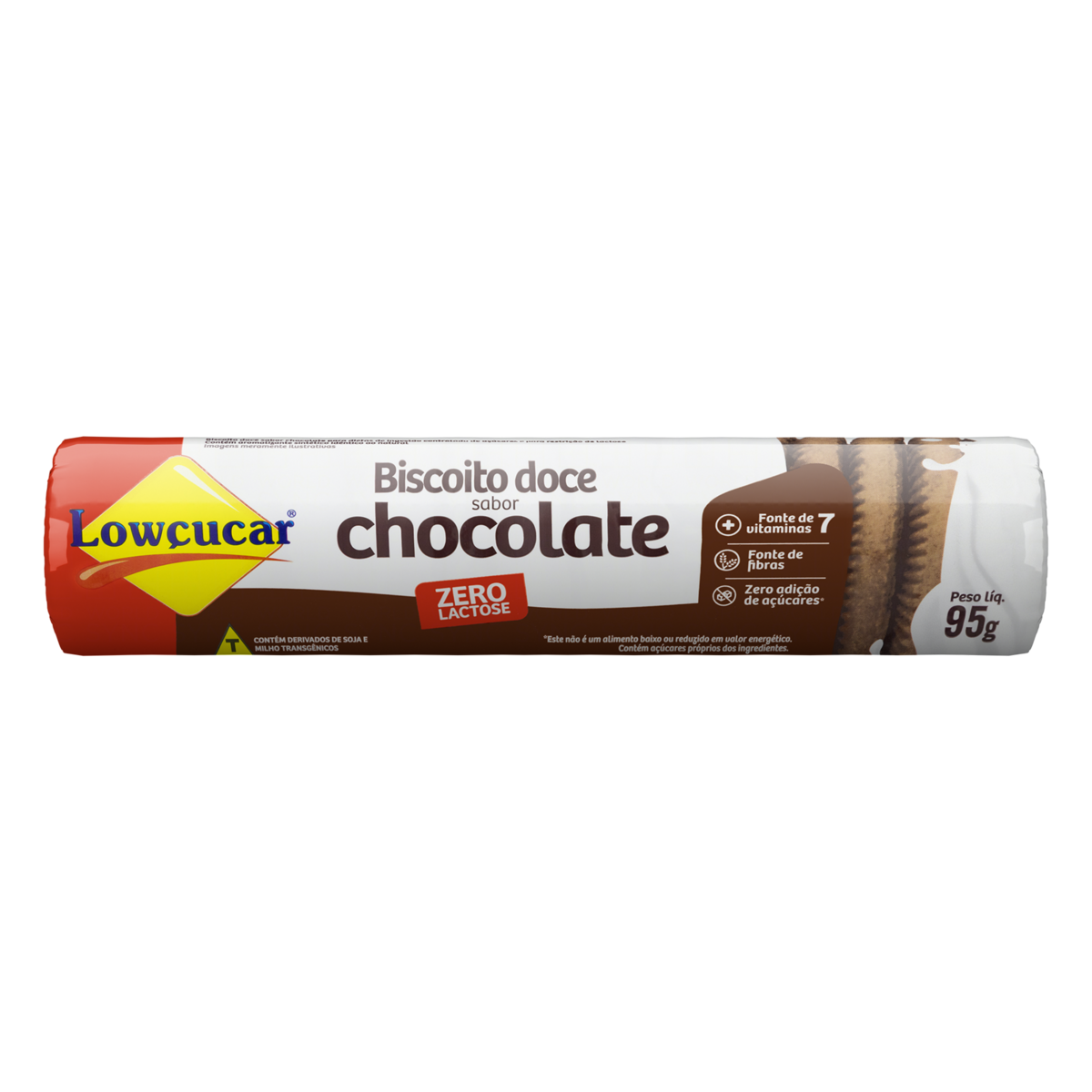 imagem de Biscoito Lowcucar Doce De Chocolate Zero 95G