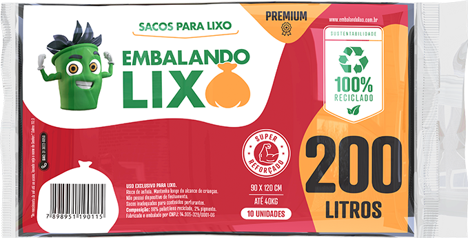 imagem de Saco Lixo Potenzzo Premium 200L Com 10